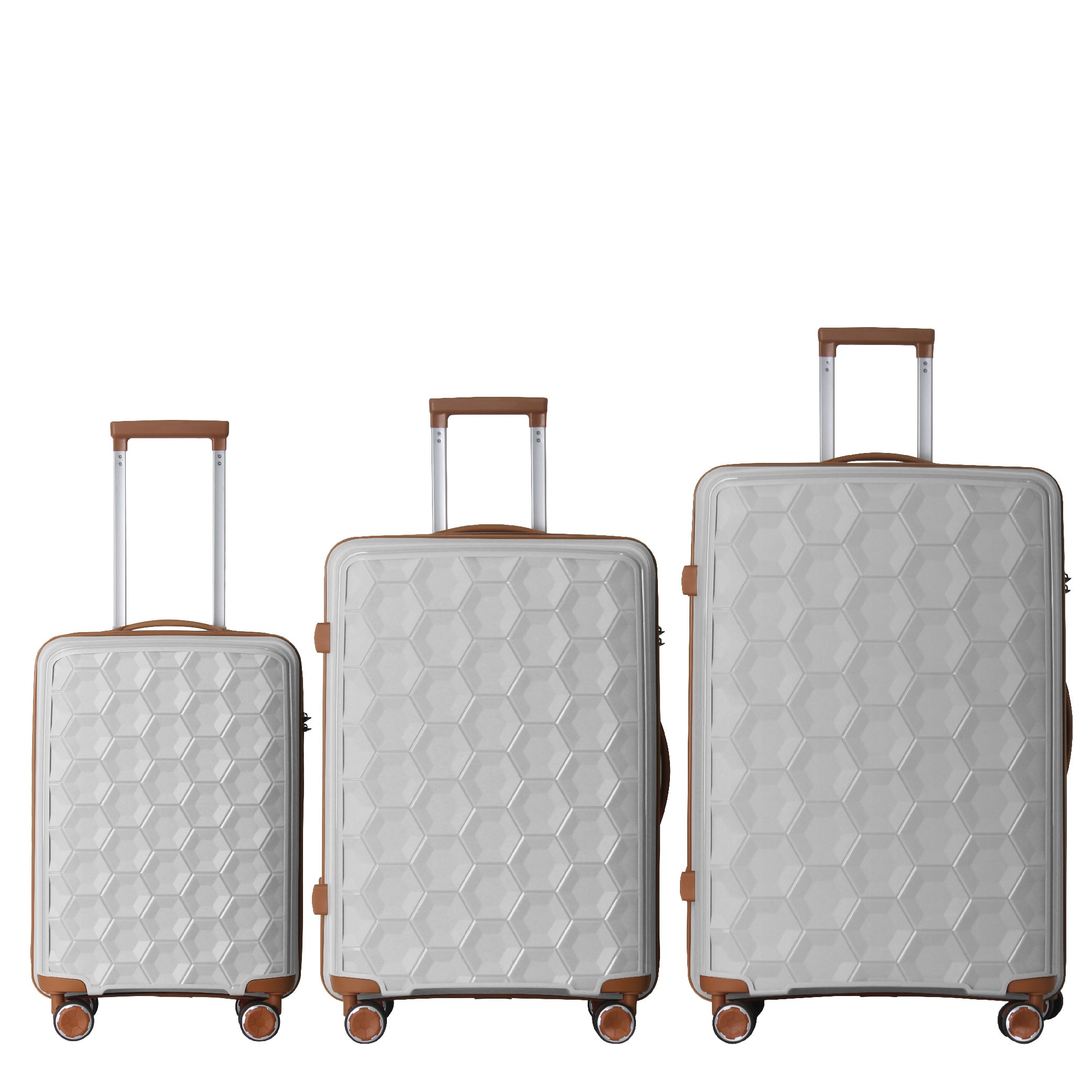 3-Piece Luggage Set Travel Lightweight Suitcases With Rolling Wheels, TSA Lock & Moulded Corner, Carry On Luggages For Business, Trip, (20"/24"/28"), White_voghion.com